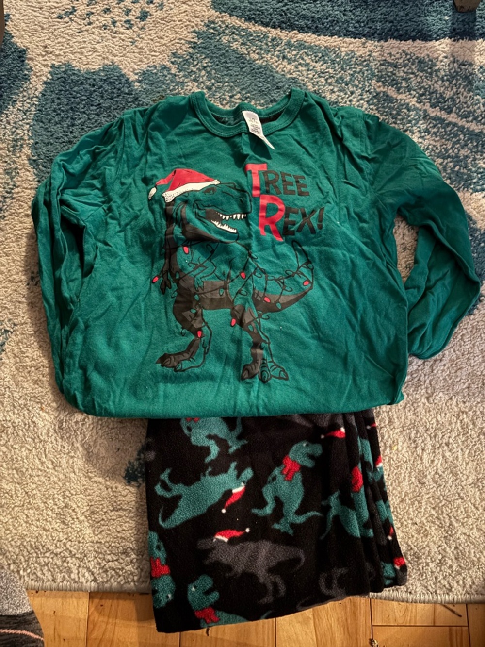 George Green and Black 'Tree Rex' Dinosaur Pajama Set